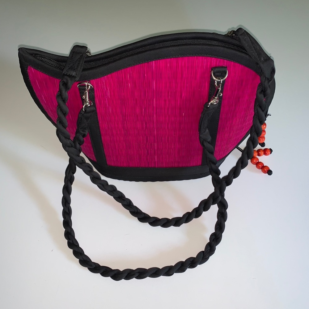 Hot pink woven straw purse NWOT
